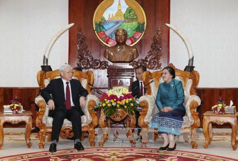 Tổng Bí thư Nguyễn Phú Trọng hội kiến Chủ tịch Quốc hội Lào Pany Yahthotu - ảnh 1