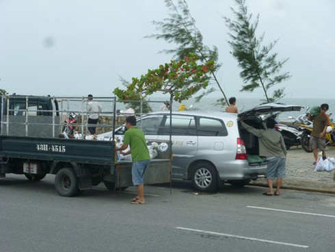 Đà Nẵng: Hàng ngàn người ra biển lấy cát chống siêu bão Haiyan - ảnh 10