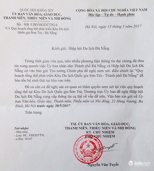 Ủy ban của Quốc hội vào cuộc, đề nghị cung cấp thông tin vụ quy hoạch Sơn Trà - ảnh 1