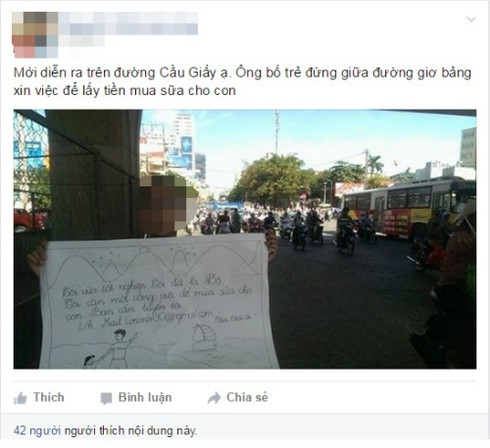 Ông bố 9X giơ bảng xin việc giữa đường: Bỏ sĩ diện hão sẽ bước đi thành công - ảnh 1