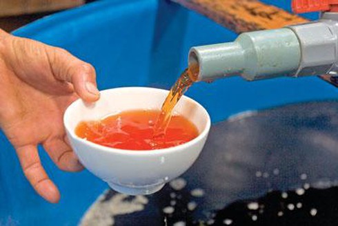 Nước mắm Phú Quốc luôn có màu đậm hơn so với nước mắm Phan Thiết hay Nha Trang