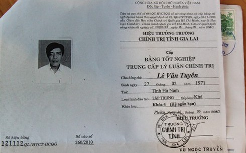 Gia Lai: Phó bí thư xã bị thu hồi bằng Trung cấp chính trị - ảnh 1