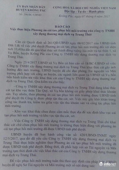 Đắk Lắk: Đình chỉ việc tận thu cát của Công ty Trung Thái - ảnh 4