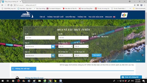 Đường sắt Việt Nam mở thêm một website bán vé tàu mới từ 5/9 - ảnh 1