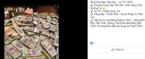 Ngang nhiên rao bán tiền giả trên Facebook dịp giáp Tết - ảnh 1