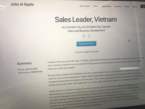 Apple tuyen Giam doc kinh doanh tai Viet Nam hinh anh 1