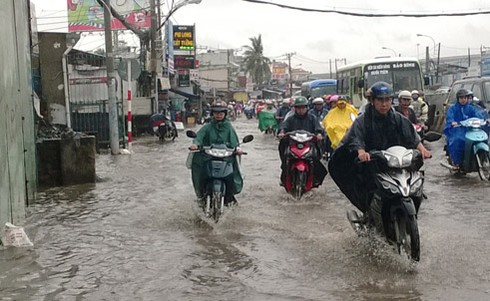 TP.HCM: Người dân vượt mưa như trút đi làm - ảnh 4