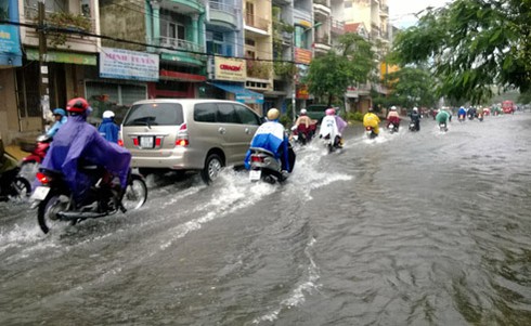 TP.HCM: Người dân vượt mưa như trút đi làm - ảnh 9