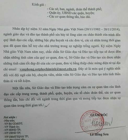 TP.HCM: Sở GD&ĐT