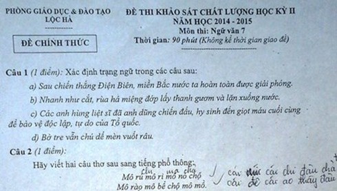 Đề thi “tiếng Hà Tĩnh” gây xôn xao dư luận - ảnh 1