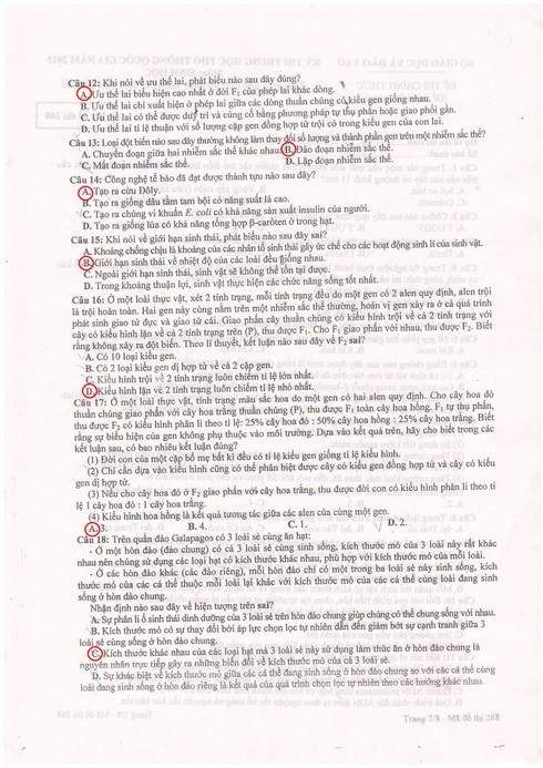 Đáp án môn Sinh học kỳ thi THPT quốc gia 2015 (tham khảo) - ảnh 4