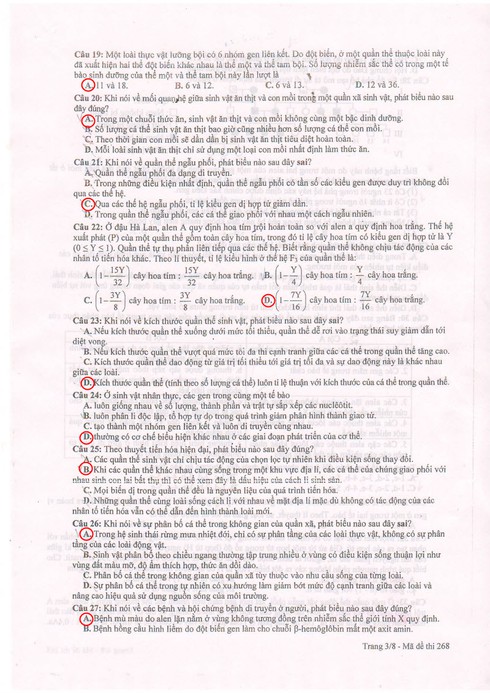 Đáp án môn Sinh học kỳ thi THPT quốc gia 2015 (tham khảo) - ảnh 5