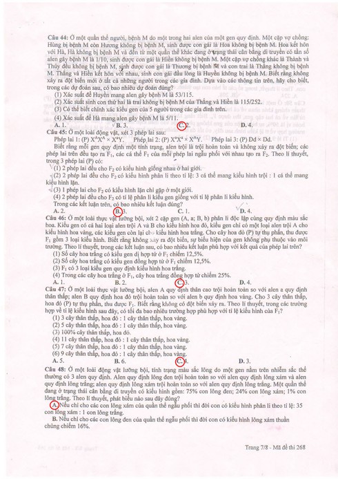 Đáp án môn Sinh học kỳ thi THPT quốc gia 2015 (tham khảo) - ảnh 9
