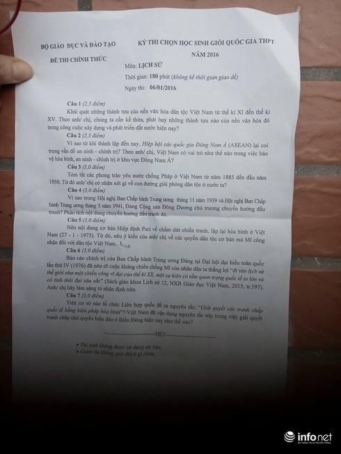 Đề thi học sinh giỏi THPT quốc gia môn Lý, Hóa, Sử - ảnh 7