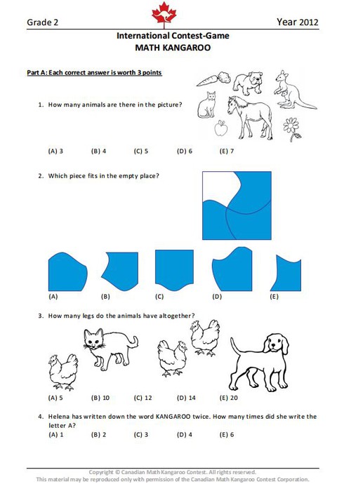 Đề thi Toán Quốc tế Kangaroo lớp 2 năm 2012 - ảnh 1
