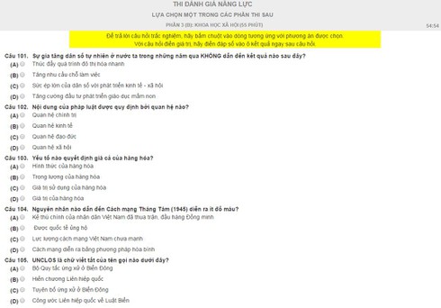 Bài thi thử phần thi khoa học xã hội kỳ thi Đánh giá năng lực - ảnh 1