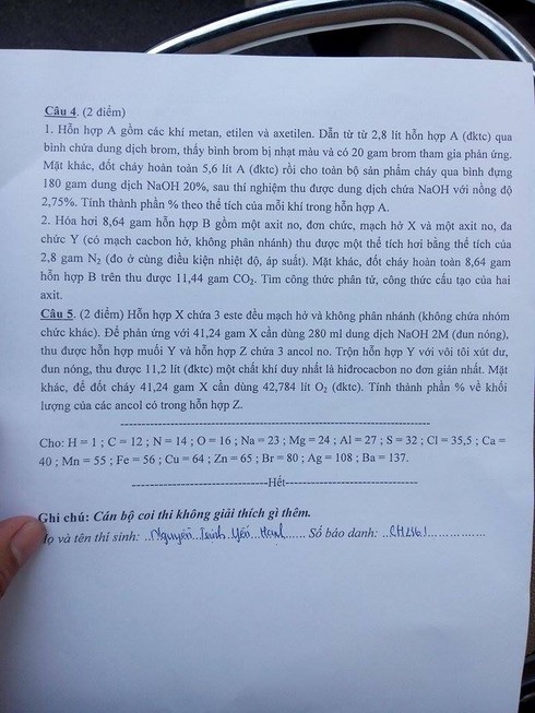Đề chuyên Lý, Hóa vào 10 khối THPT Trường đại học Sư phạm Hà Nội năm 2017 - ảnh 3