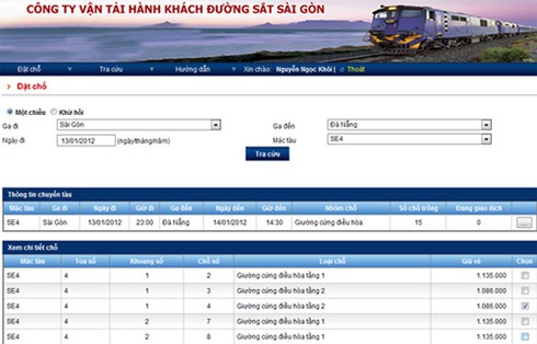 Bán vé tàu Tết qua mạng từ sáng nay