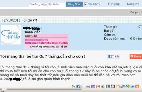 Xôn xao tin sinh viên ở Tp.HCM rao cho con trên mạng