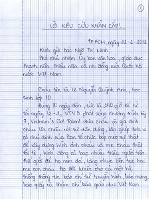 Bị 'ném đá', Quỳnh Anh viết thư kêu cứu Đại biểu quốc hội?