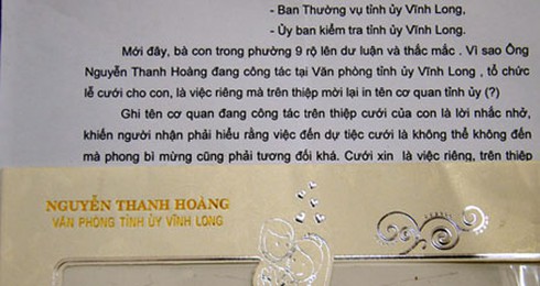 `Quan` ghi nơi công tác lên thiệp cưới: Tôi rất áy náy