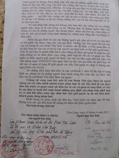 Vụ Tiên Lãng: Bị can cuối cùng được tiếp xúc Luật sư