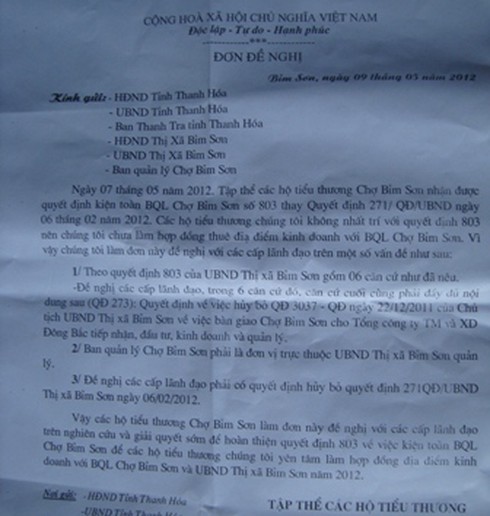 Tiểu thương chợ Bỉm Sơn, Thanh Hóa tiếp tục bãi thị