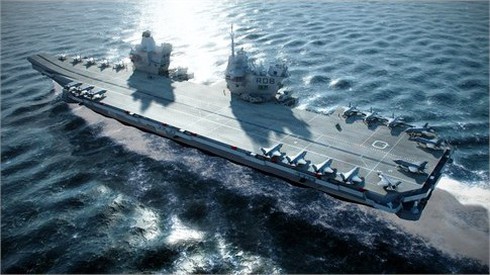 Lắp ráp phần thân tàu sân bay lớn nhất của hải quân Anh