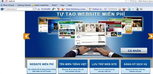 Cấp miễn phí dịch vụ Web template cho tên miền tiếng Việt Nam