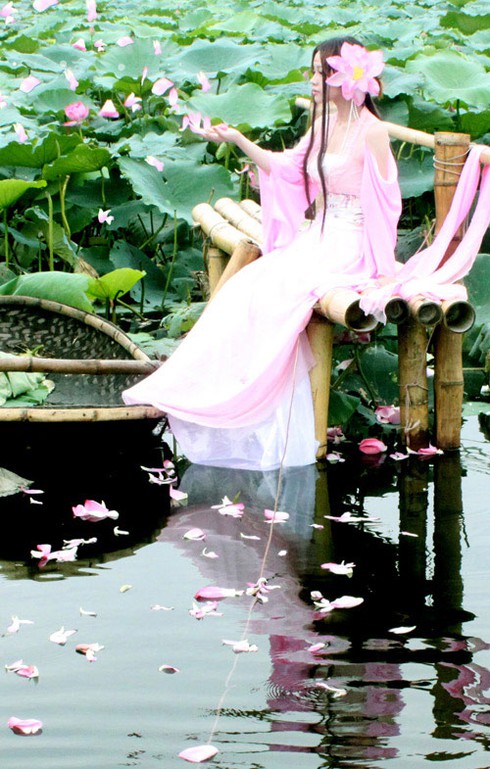 Mỹ nhân cosplay Việt cổ trang giữa sen Hồ Tây
