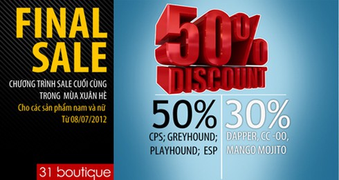 Hàng hiệu ưu đãi lớn tới 50% tất cả các mặt hàng