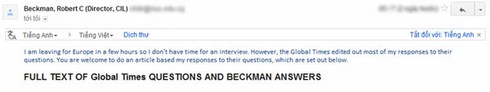 Hoàn Cầu xuyên tạc bài phỏng vấn về biển Đông như thế nào?