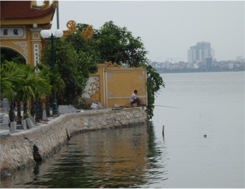 Tấp nập đi câu trộm cá Hồ Tây