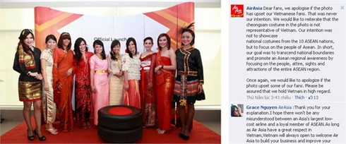 AirAsia xin lỗi vì gây nhầm lẫn về xường xám