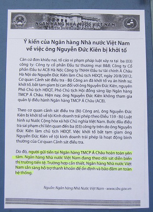 ACB trấn an khách không rút tiền trước hạn
