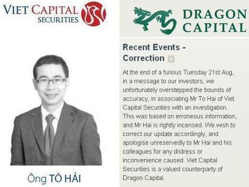 CEO chứng khoán Bản Việt dọa kiện Dragon Capital