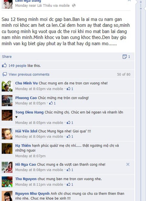 Linh Nga đã sinh rồng con