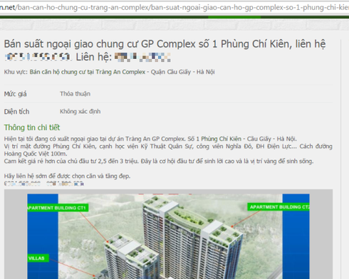 Mạo danh chủ đầu tư rao bán nhà