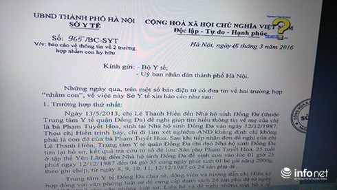 Sở Y tế Hà Nội bế tắc trong vụ trao nhầm trẻ sơ sinh - ảnh 1