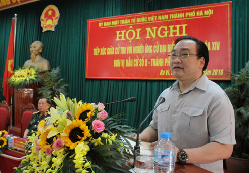 Bí thư Thành ủy Hà Nội Hoàng Trung Hải tiếp xúc cử tri huyện Ba Vì - ảnh 1