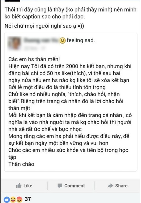 Thầy giáo tuyên bố