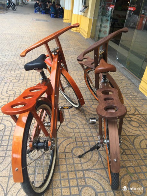 Độc đáo xe đạp làm từ gỗ óc chó, giá đắt ngang xe máy ở Hà Nội - ảnh 2