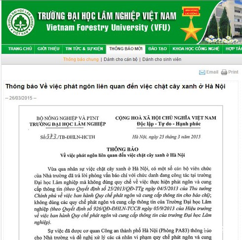 ĐH Lâm nghiệp sẽ kiểm điểm, kỷ luật cán bộ đã