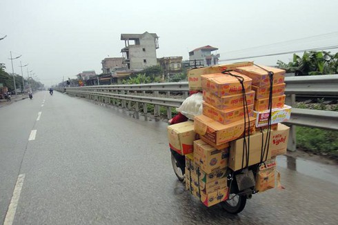 Muôn kiểu giao thông VN: Xe công nông chở lợn, lợn