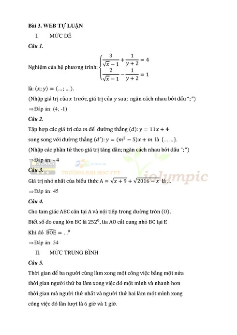Đề thi ViOlympic Toán Tiếng Việt lớp 9 vòng quốc gia năm 2016 - ảnh 5