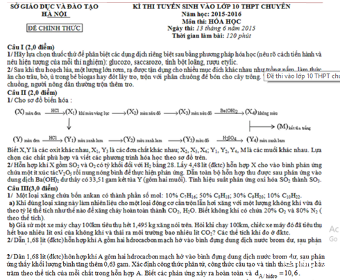 Đề thi vào 10 trường THPT chuyên Hà Nội Amsterdam môn Hóa năm 2015 - ảnh 1