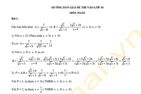Hà Nội: Gợi ý đáp án thi vào lớp 10 môn Toán năm học 2016 - 2017 - ảnh 2