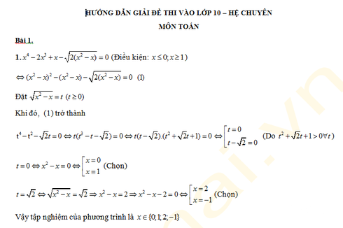 Hà Nội: Gợi ý đáp án đề thi vào lớp 10 chuyên Toán năm học 2016 - 2017 - ảnh 2