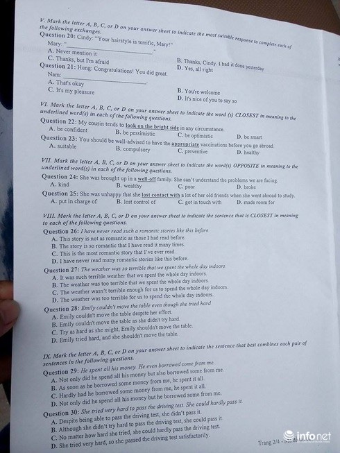 Đề thi thử môn Tiếng Anh THPT Quốc gia năm 2017 của Hà Nội - ảnh 2