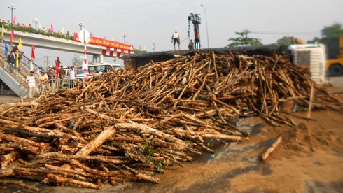 Lật xe tải gần cổng khu du lịch Suối Tiên - ảnh 2